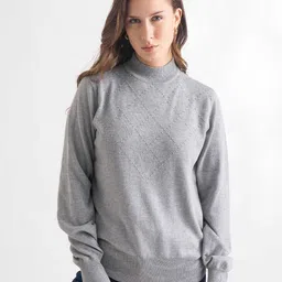 B.Copenhagen Checked Self Design Turtle Neck Pullover Sweater-picture-19