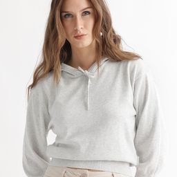RAREISM Women Off White Solid Cotton Hooded Pullover-image-38