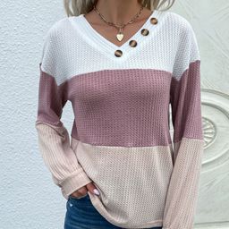 StyleCast Pink & White Colourblocked Pullover-image-75