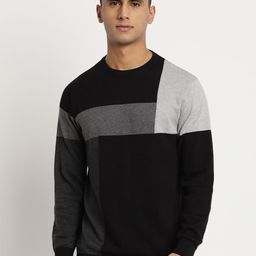 Turtle Colourblocked Round Neck Cotton Pullover Sweater-image-108