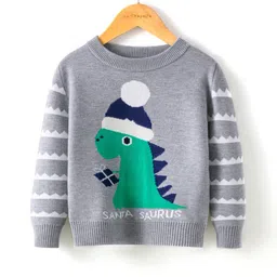 StyleCast Boys Grey Graphic Self Design Pullover Sweater-23