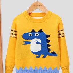 StyleCast Yellow Boys Graphic Printed Ribbed Pullover-image-0