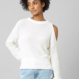 ONLY Women White Ribbed Pullover-image-71