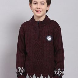 Monte Carlo Boys Self Design Long Sleeves Acrylic Pullover-12