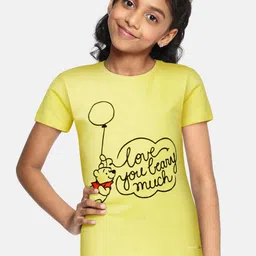 Allen Solly Junior Girls Yellow & Black Winnie The Pooh Printed Pure Cotton T-shirt-image-61