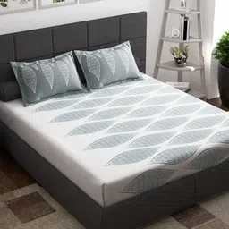 Story@home Grey White Geometric Flat 144 TC Cotton 1 Queen Bedsheet with 2 Pillow Covers-picture-16