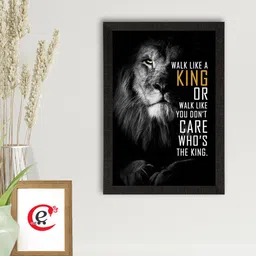 eCraftIndia Black and White Walk like a King Matt Texture Printed Framed Wall Art-image-61