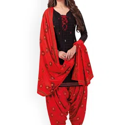 MIRAAN V Neck Ethnic Motifs Printed Pure Cotton Straight Kurta with Patiala & Dupatta-picture-34