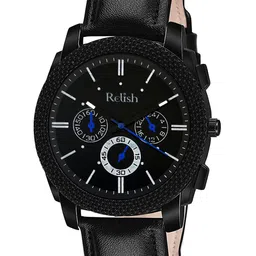 Relish Men Black Dial & Black Wrap Around Straps Analogue Watch RE-BB1112-16