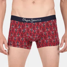 Pepe Jeans Men Red & Navy Blue Printed Cotton Trunk CLT05-PARRY RED AOP-S-picture-24