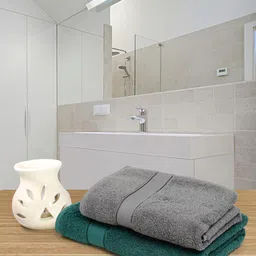 Creeva Unisex Green & Grey Set Of 2 Solid 525 GSM Bath Towels-35