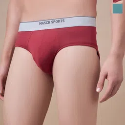 Masch Sports Pack Of 2 Low-Rise Anti-Microbial Basic Briefs BRF-2-SOL-EI-GRN-ET-RED-picture-23