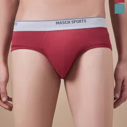 Masch Sports Pack Of 2 Low-Rise Anti-Microbial Basic Briefs BRF-2-SOL-ET-RED-GRN-picture-51