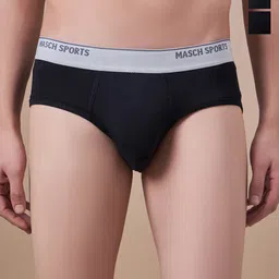 Masch Sports Pack Of 3 Low-Rise Anti-Microbial Basic Briefs BRF-3-SOL-ET-BLK-BLK-BLK-image-47