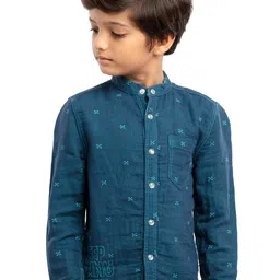 UNDER FOURTEEN ONLY Boys Blue Casual Shirt-image-81