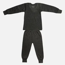 TINY HUG Boys Charcoal Grey Striped Cotton Thermal Set-20