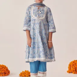 pspeaches Girls Floral Printed Regular Kurta with Pyjamas & With Dupatta-image-59