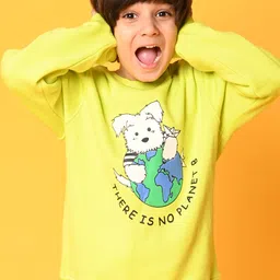 Anthrilo Boys Lime Green Fleece Printed Sweatshirt-image-89