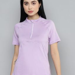Fitkin Women Lavender Solid High Neck T-shirt-picture-22