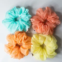 HAIR DRAMA COMPANY Women Multicolored Scrunchies - Set of 4-image-33