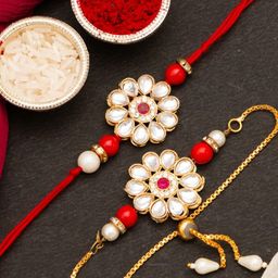 CraftVatika Unisex Set of 2 Designer Floral Rakhi-image-26