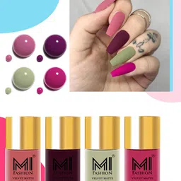MI FASHION Set of 4 Velvet Matte Nail Polishes - 9.9ml Each-image-70