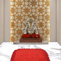 Kuber Industries Red Velvet Flower Print Anti-Skid Meditation Mat-28