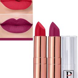 PERPAA Set Of 2 Antique Velvet Matte Lipstick With Jojoba Oil - Red 55 & Cherry Red 52-13