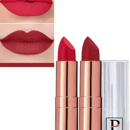 PERPAA Set Of 2 Antique Velvet Matte Lipstick With Jojoba Oil - Red 55 & Rose Red 86-15
