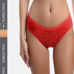 FIMS Pack Of 2 Printed Anti-Microbial Hipster Briefs OLA_Panty_RedBeige-image-33