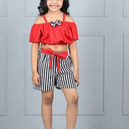 Cutiekins Girls Striped Pure Cotton Top With Shorts-image-25