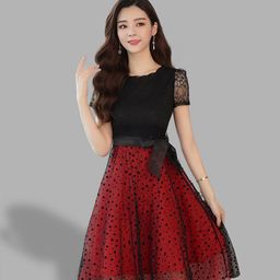 JC Collection Red & Black Dress-image-2