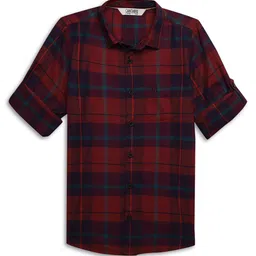 Cantabil Boys Windowpane Checked Comfort Cotton Casual Shirt-picture-12