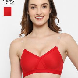 Floret Red Pack Of 2 Cotton High Support Minimizer Bra-23
