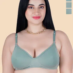 KOMLI Pack Of 3 Full Coverage Lightly Padded All Day Comfort Cotton Bra-47