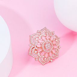 AMI Rose Gold-Plated & CZ Stone-Studded Finger Ring-image-2