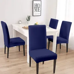 Cortina Set Of 4 Blue Solid Chair Covers-17