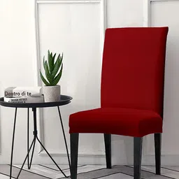 Cortina Maroon Solid Chair Cover-image-70