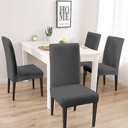 Cortina Set Of 4 Grey Solid Chair Covers-2