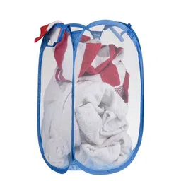Kuber Industries Blue Foldable & Lightweight Laundry Bag-43