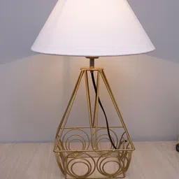 Homesake White & Gold Modern Farmhouse Metal Desk Table Lamp-55