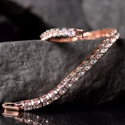 Saraf RS Jewellery Rose Gold-Plated American Diamond Studded Wraparound Bracelet-30