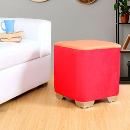 Shadowkart Pink & Orange Pouffes Sitting Mudda Square Ottoman-image-44