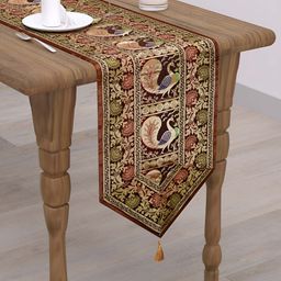 E-Ezra Brown & Gold Toned Ethnic Motif-Printed Lightweight Table Runner-picture-29