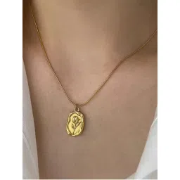 Jewels Galaxy Gold Plated Anti Tarnish Rose Themed Pendant Necklace-image-1
