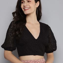 SASSAFRAS Black Blouson Crop Top-picture-21