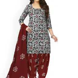 MIRAAN Ethnic Motifs Printed Pure Cotton Kurta with Patiala & With Dupatta-picture-35