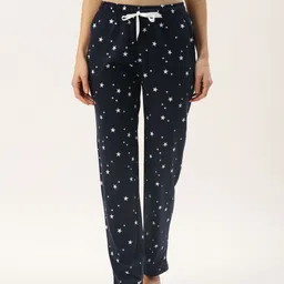 Nite Flite Women Black & White Star Print Pure Cotton Lounge Pants-image-69