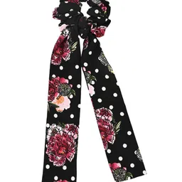 BuckleUp Women Black & Magenta Set of 2 Floral Printed Hair Accessory Set-8