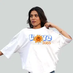 Bloopers Store Typography Printed Drop Shoulder Oversized Pure Cotton T-shirt-picture-37